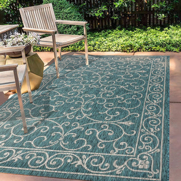 Charleston Vintage Filigree Textured Weave Indoor/outdoor Area Rug
